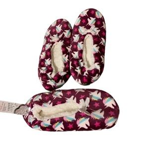 2 pairs of Fuzzy Babba Unicorn slipper faux fur NWT size M/L & 1 pair used